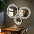 thumbnail image 2 of 26" Wood Gear Shape Wall Mirrors Decorative,Round Bathroom Mirror with Jagged Edges,Metal Structure Makeup Mirror for Bathroom,Living Room,Entryway,White Washed, 2 of 8