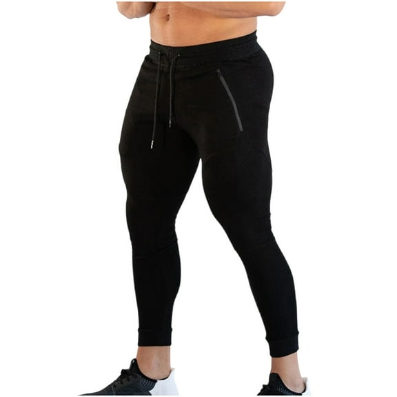 ZQUUVOU Men's Sweatpants Lightweight Workout Pants With Zipper Pockets Elastic Waist Athletic Pants Slim Fit Leisure Sports Running Training Small Pants Black