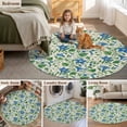 thumbnail image 5 of Blue Green Botanical Round Area Rug 3Ft Washable Small Circle Rugs for Kitchen Entryway, Spring Floral Summer Rustic Non-Slip Carpet Floor Mats Indoor Outdoor Carpet Runner Aesthetic Home Decor, 5 of 8