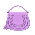 thumbnail image 3 of Premium Textured PU Leather Flap Saddle Crossbody Shoulder Bag, 3 of 5