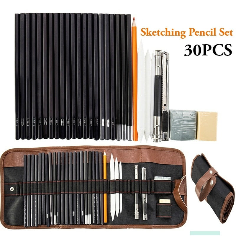 30pcs Sketch Charcoal Pencil Eraser Set Art Craft with Pouch for