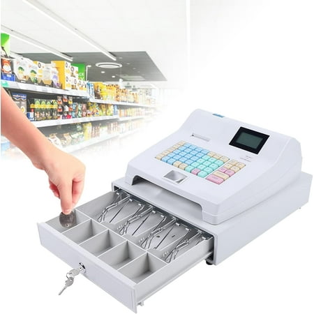 Cash Registers w/Drawer for Small Businesses, Retailer, Supermarket, POS System 48 Keys Cash Register Drawer (US Stock)