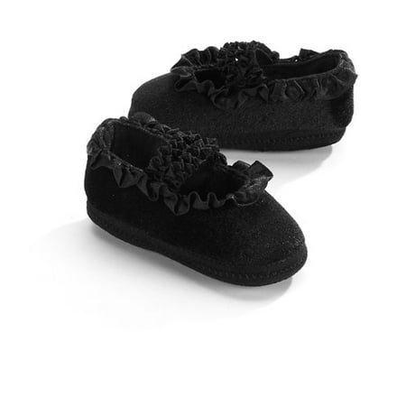 Faded Glory - Infant Girls' Velvet Crib Shoes, Black