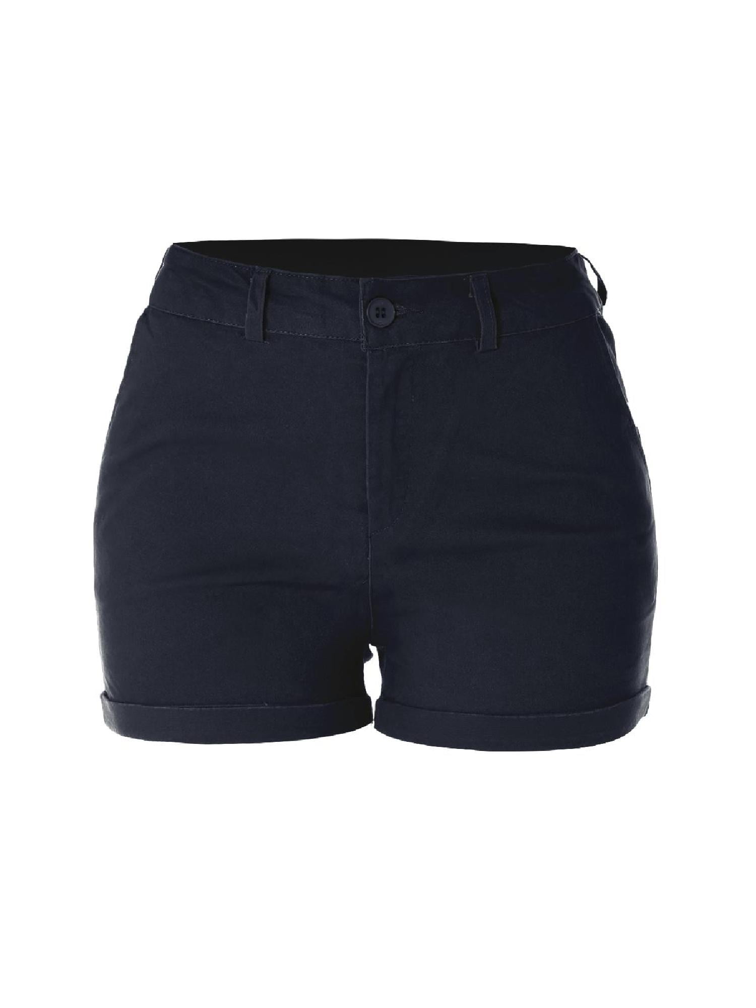 Made by Olivia Women's Solid Cuffed Hem Mid Rise Shorts with Side