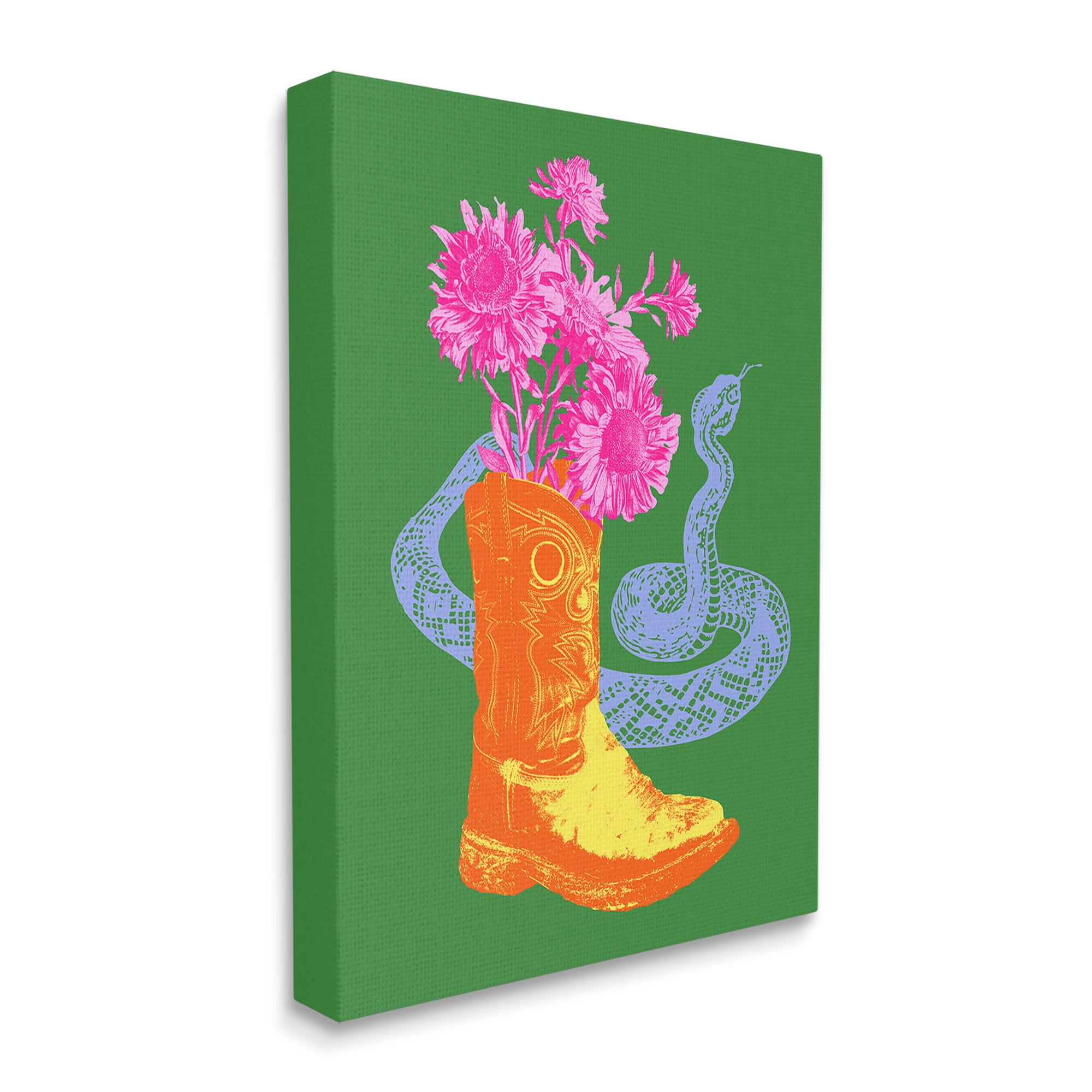 Stupell Industries Modern Snake & Boot Botanical & Floral Painting Gallery Wrapped Canvas Art Print Wall Art, 36 x 48