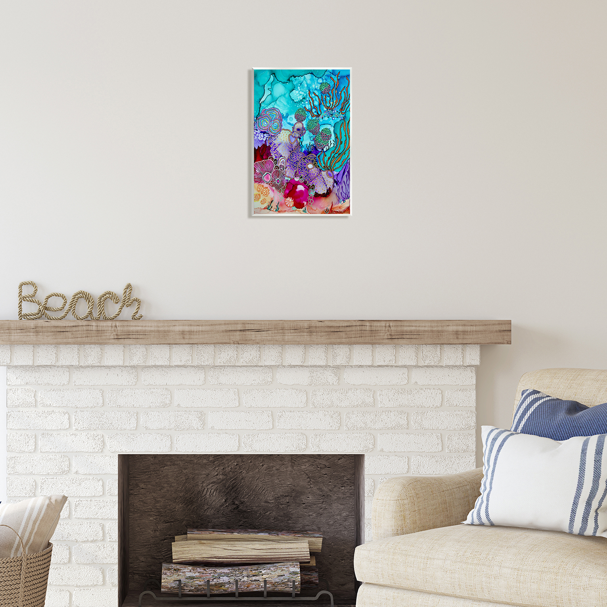 Stupell Industries Modern Coral Reef Abstract Painting Unframed Art Print Wall Art, 10 x 15