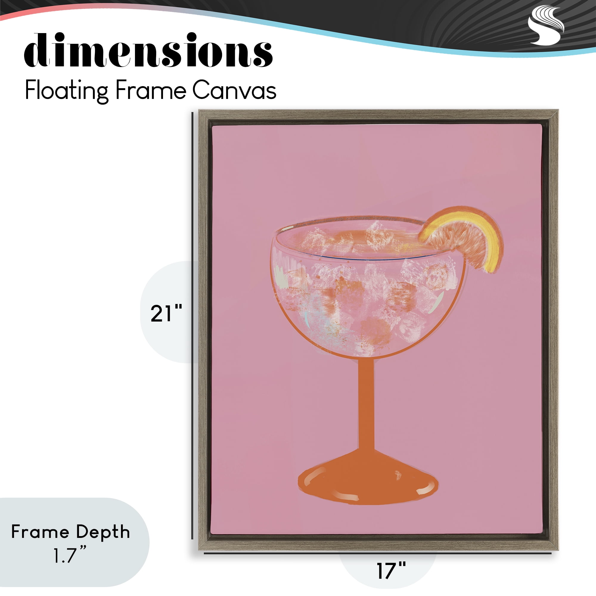 Stupell Industries Paloma Glass over Pink Brown Framed Floater Canvas Wall Art, design by Robin Maria
