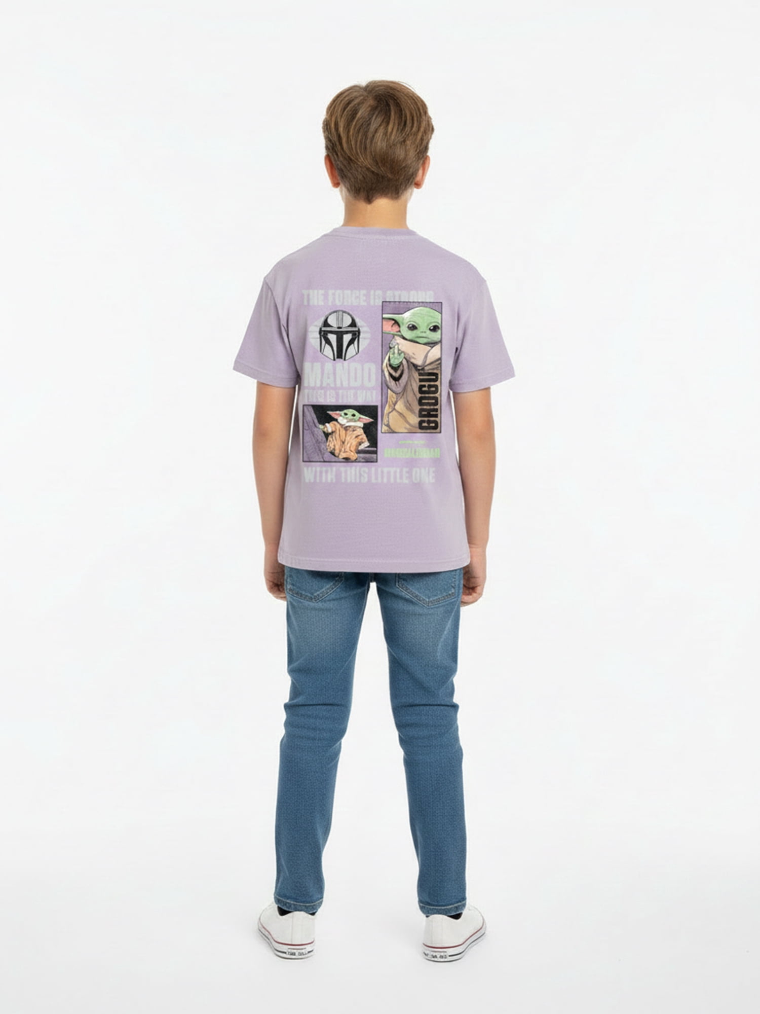 Star Wars Boys Mineral Wash Grogu Mando Graphic Tee, Sizes 4-18