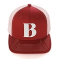 thumbnail image 2 of Daxton Baseball Trucker Hat 3D Capital Alphabet Letters Structured Mid Profile Cap, Red White Hat, White Letter B, 2 of 2
