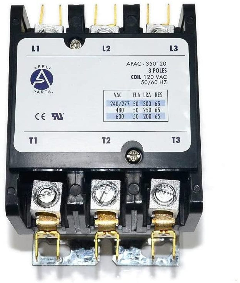 Fulnkye Heavy Duty 3 Poles Contactor 50 Amp 1 Volts Coil Replacement For Ac Compressor And Electrical Applications Ul Apac 3501 Walmart Com
