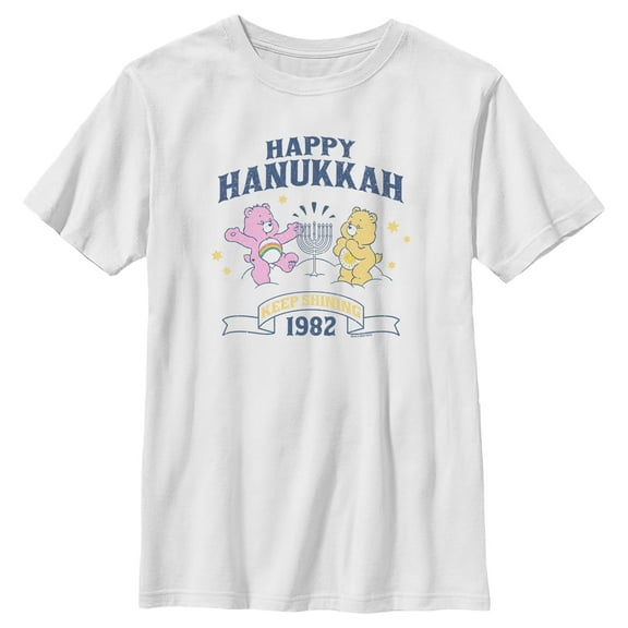 Boy's Care Bears Best Friend Bear and Funshine Bear Happy Hanukkah Graphic T-Shirt