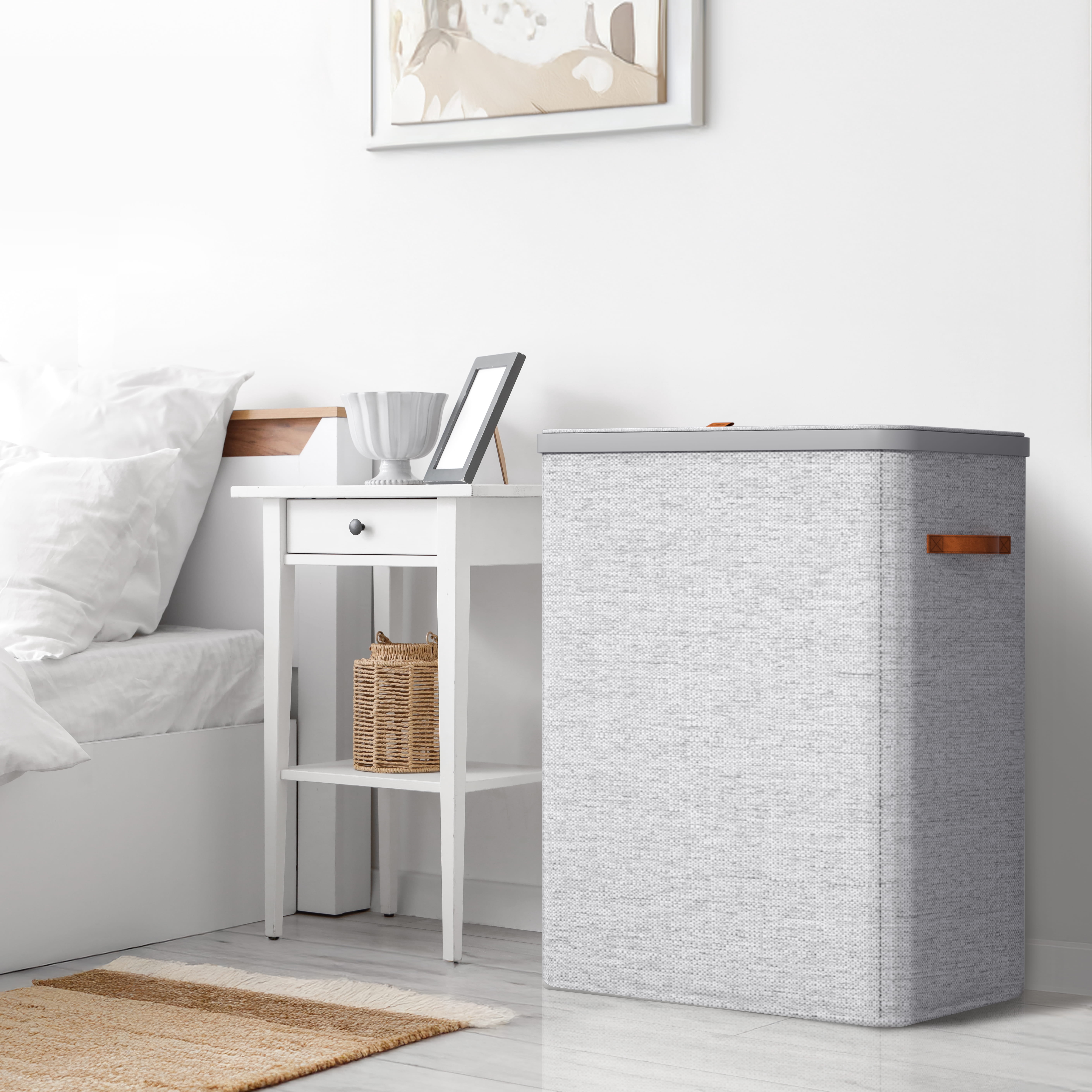 Sorbus Collapsible Fabric Laundry Hamper with Removable Bag, 3 Compartment, Gray