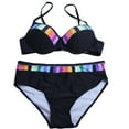 thumbnail image 5 of Elainilye Fashion Women's Bikini Swimsuits Sexy Color Matching Gradient Split Swimsuit Beachwear Set Bathing Suit,Black, 5 of 9