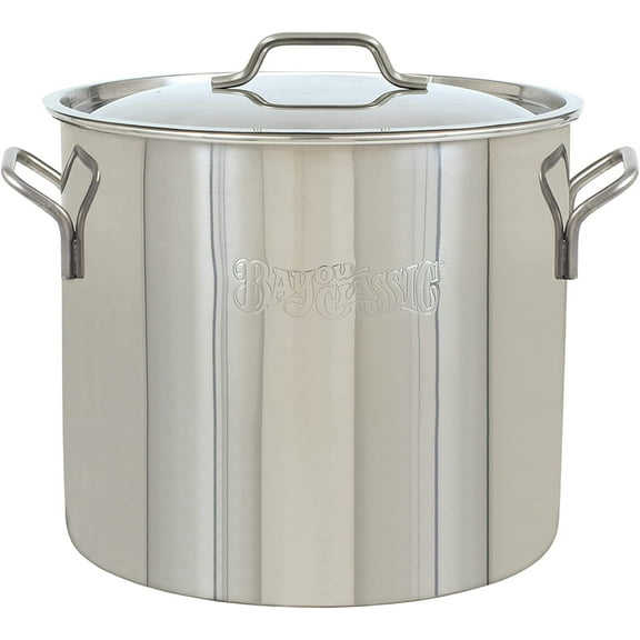 YANGLI 30-Quart Stainless Steel Stockpot Model 1430, Heavy Duty Welded Handles with Domed Lid for Large Batch Cooking Soups Stews Chili Gumbo
