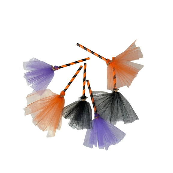 Charmed Halloween 6 " Mini Witch Broom Table Top Decoration Party Favor Set of 12 Counts