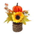 thumbnail image 2 of Racsoh Artificial Maple Leaf Pumpkin Potted Plants, Mini Fall Faux Sunflower Greenery Ornament, Realistic Thanksgiving Decoration, for Desktop Office Decor (C), 2 of 7