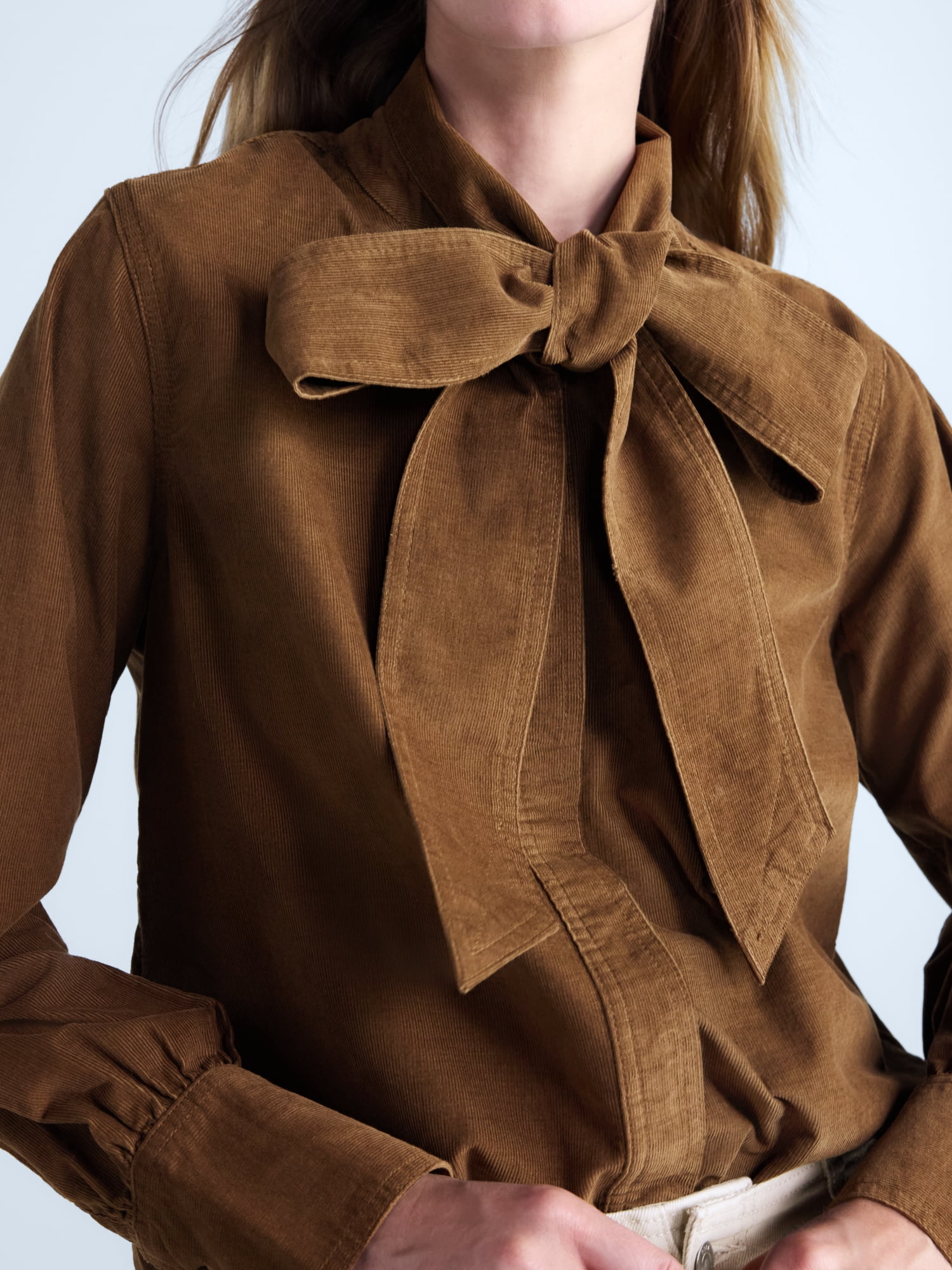 Free Assembly Women's and Women's Plus Long Sleeve Tie Neck Shirt, Sizes XS-4X