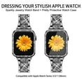 thumbnail image 3 of Pozyie Compatible with Apple Watch Band 45 mm with Sparkling Diamond Case for Women, Jewelry Replacement Metal Wristband for iWatch Series,Black, 3 of 7