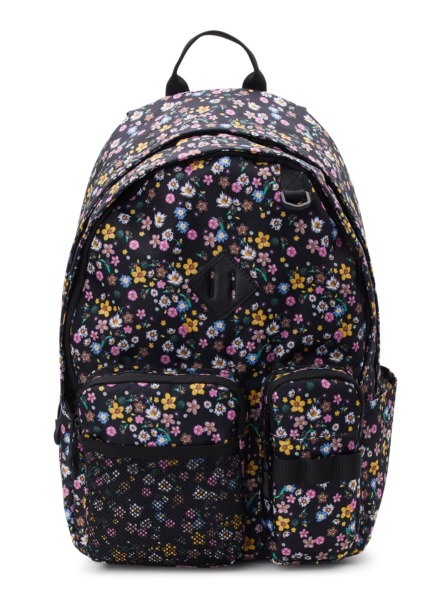 No Boundaries Women's Dome Multi Pocket 17" Backpack, Black Ditsy Floral
