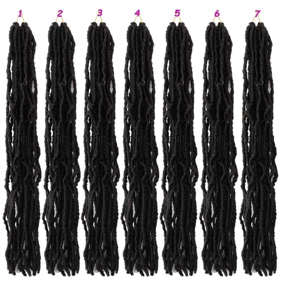 WEIF-7 Packs 24 Inch Soft Locs Crochet Hair Pre Looped Curly Wavy Faux Locs Crochet Braids for Natural Butterfly Crochet Hair for Black Women (24 inch(pack of 7), 1B)