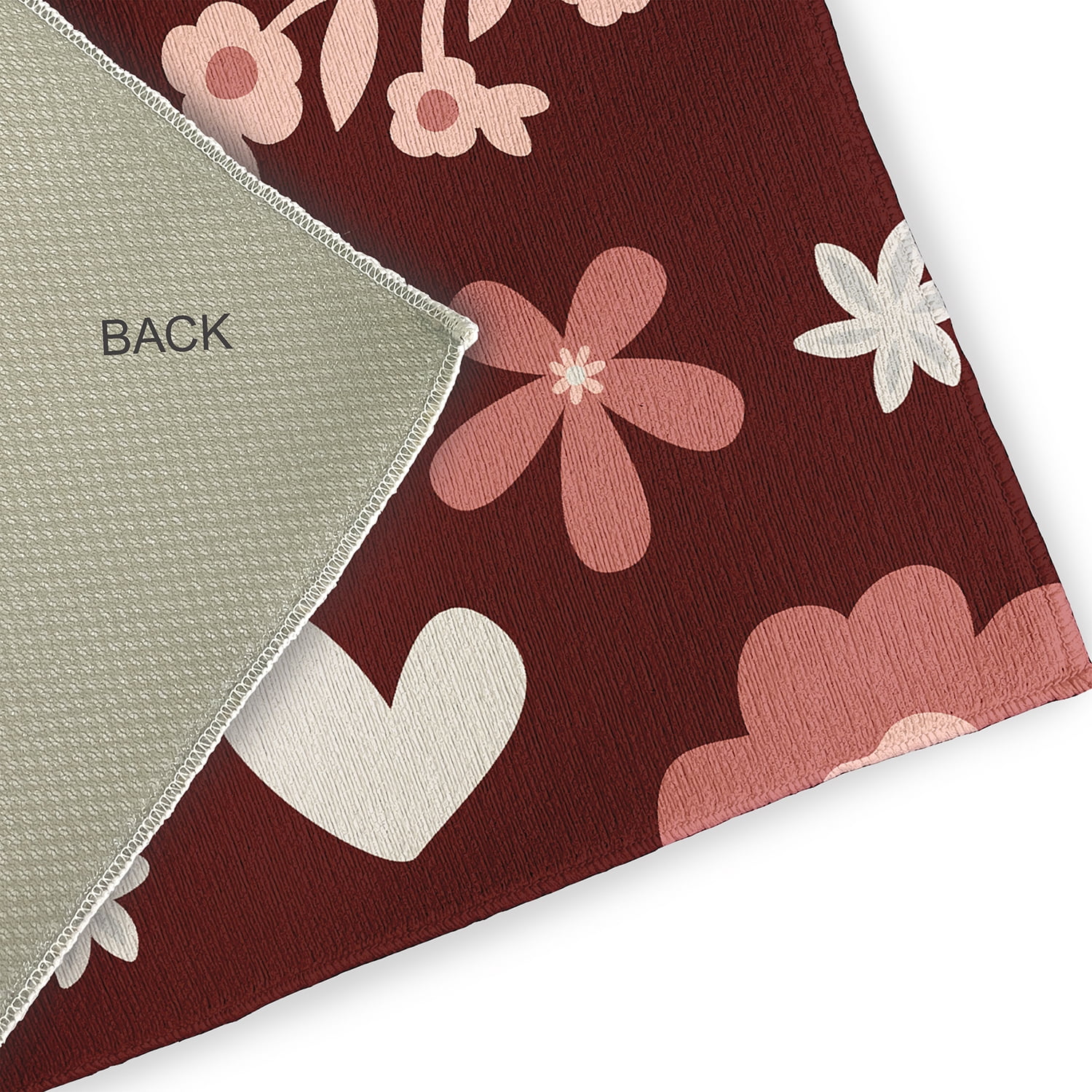 Simply Daisy 3' x 5' Red Flowery Love Valentines Chenille Indoor/Outdoor Rug