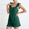 thumbnail image 6 of Womens Pajamas Set 2 Piece Ruffle Pj Soft Tank Top and Shorts Sleepwear Set Bridal Pajama for Summer Nightwear Dark Green XL, 6 of 8