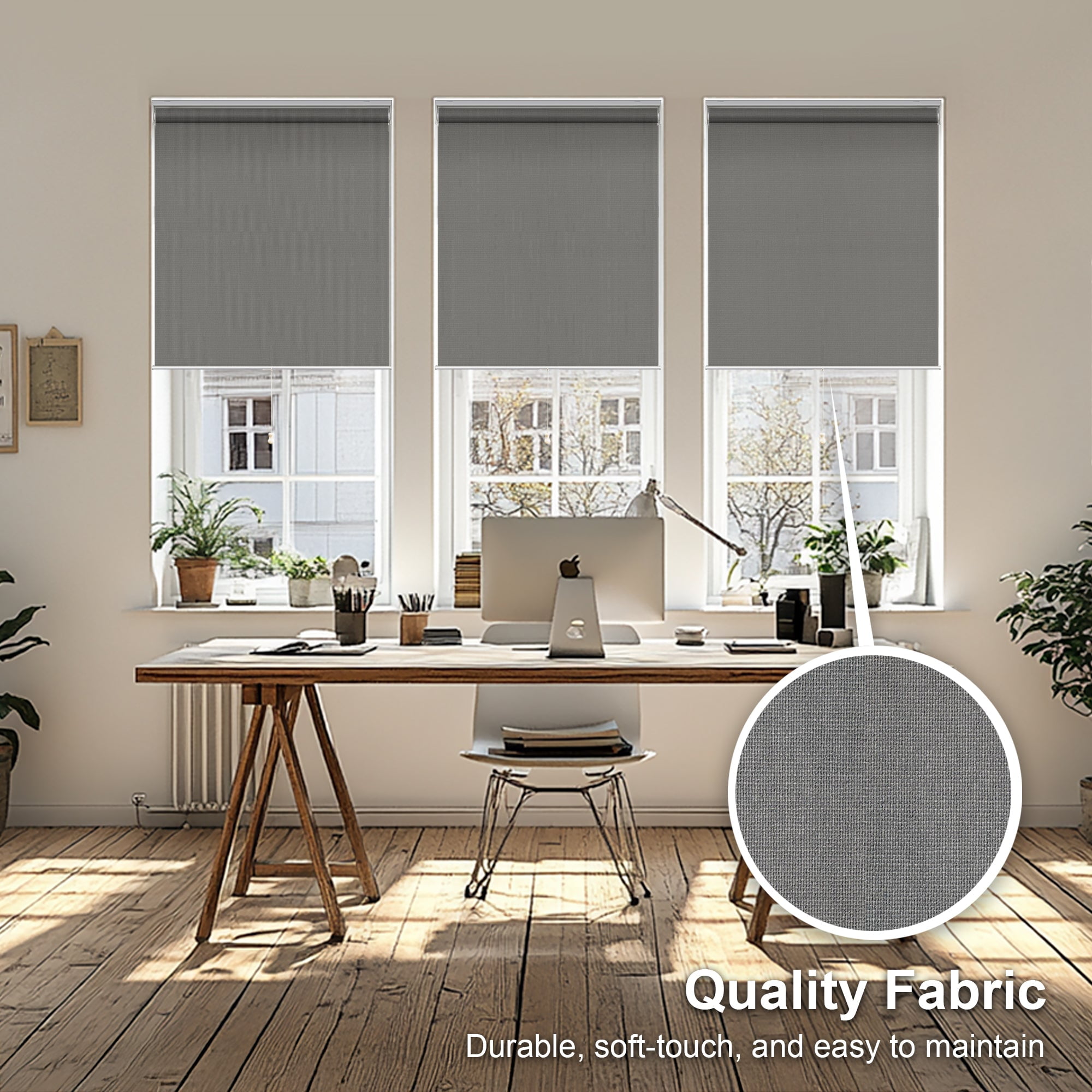 Chicology Roller Shades | Cordless Room Darkening and Light Filtering Window Blinds |68"W X 72"H| Privacy Shades for Bedroom & Living Room | Easy Install | Gray