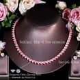 thumbnail image 4 of Bling Pink CZ Bridesmaid Tennis Chain Heart Wedding Necklace Earring Jewelry Set, 4 of 9
