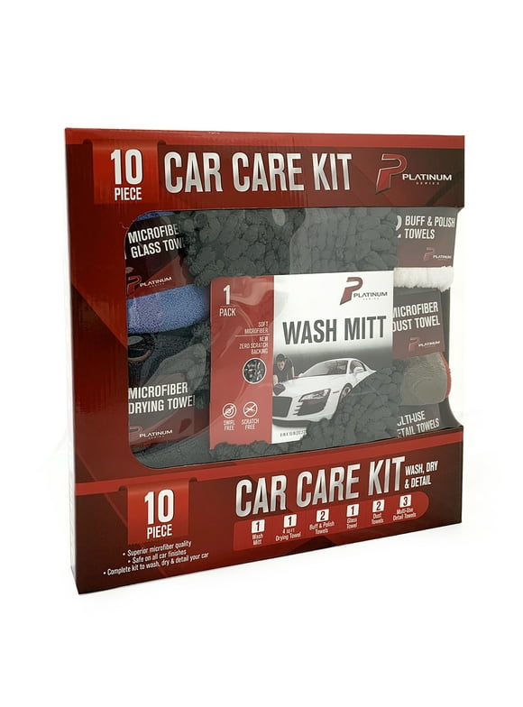 Platinum Series Multipurpose Microfiber Car Washing Kit, 10 Piece Count