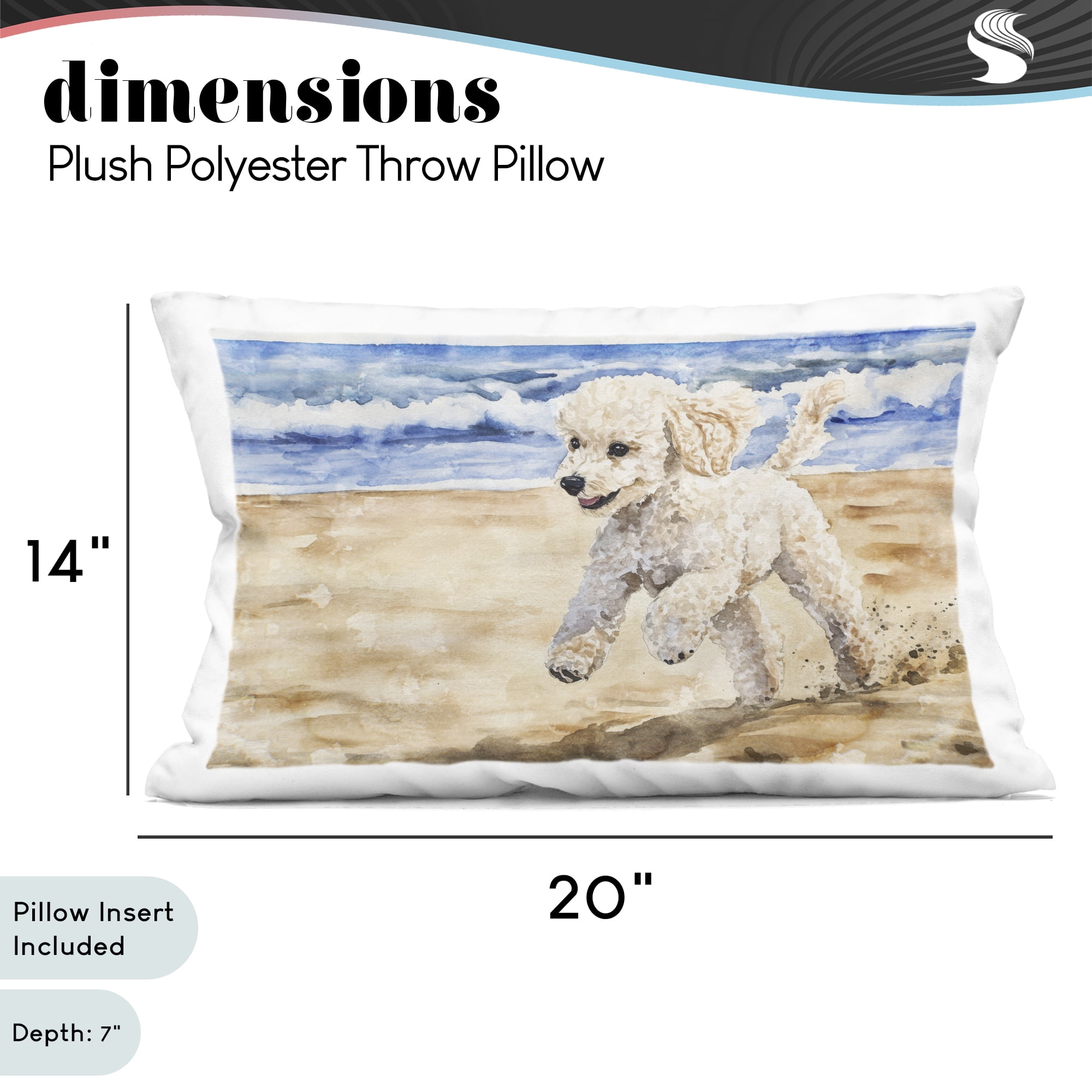 Stupell Industries Poodle's Journey on Beach Decorative Printed Throw Pillow, design by Svetlana Aleynikova