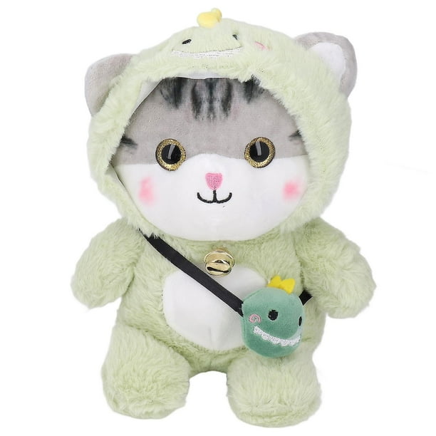 Cute Soft Cartoon Cat Plush Toy for Kids Children Decoration Birthday Gift for Girlfriend Green 21 x 20 x 26 cm