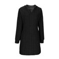 thumbnail image 5 of BSDJILFG Sweatshirt Dress for Women Cable Knit Blouse Solid Color Long Sleeve Henley Shirt V-Neck Short Hooded Dress Rollbacks, 5 of 5