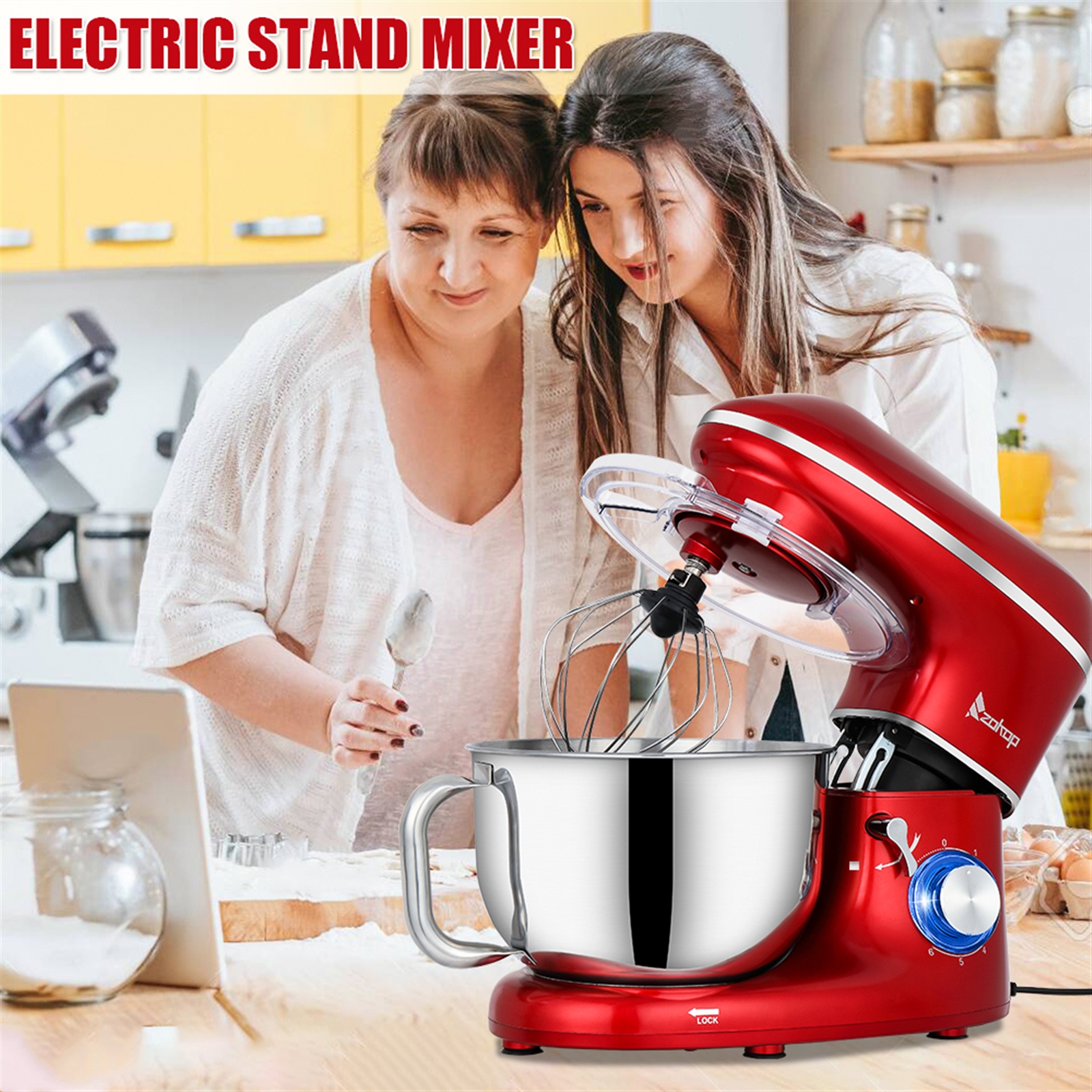 Goplus 7-Quart 6-Speed Red Commercial/Residential Stand Mixer in the Stand  Mixers department at