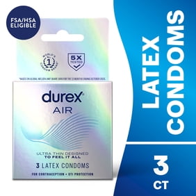 Durex Air Ultra Thin Condoms For Men, Rubber Latex Condoms with Silicone Lube, FSA/HSA, 3 ct