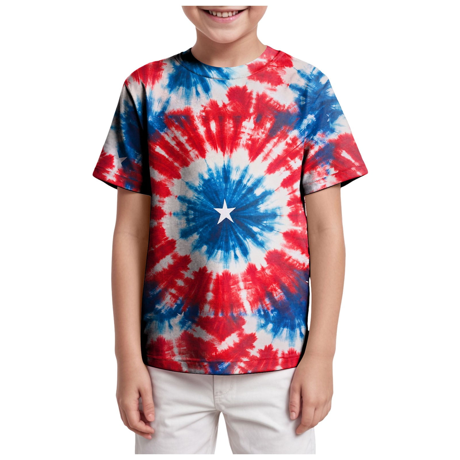 Wxirdiow Patriotic Shirts for Kids Little Boys 4th of July T-Shirt USA Flag Patriotic Tee Toddler Kids Boys Independence Day Shirt Tops Red Size 10-11 Years