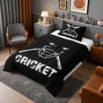 thumbnail image 3 of Erosebridal Vintage Cricket Twin Comforter Sets, Sport Bedding Set for Men and Boys, Black Reversible 2-Piece, 1 Comforter and 1 Pillowcase, 3 of 6