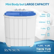 ROVSUN 11LBS Portable Washing Machine, Electric Mini Twin Tub Washer with Spin Dryer, Washer(7LBS) and Spinner(4LBS),