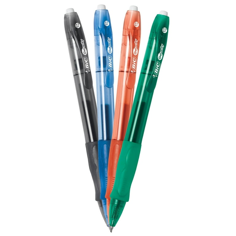 BIC Gel-ocity Original Retractable Gel Pen, Medium Point (0.7 mm), Assorted  Colors, 4 Count