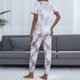 thumbnail image 5 of Pantalones Casuales de las Mujeres Imprimen Manga Corta Cuello Redondo Superior Y Pantalones Largos de Cintura Elástica, Juego Deportivo Casual, 5 of 5