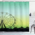thumbnail image 1 of Ferris Wheel Shower Curtain, Silhouette Enourmous Ferris Wheels with Cars Image Urban Recreation Area Theme, Fabric Bathroom Set with Hooks, 69W X 75L Inches Long, Multicolor, by Ambesonne, 1 of 3