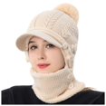 thumbnail image 3 of GHSOHS Hat Silk Bonnet Beanie Cowboy Hat Skullies Beanies Winter Women's Knitted Pullover Ear Warm Cold Dome Pullover Hat Warm Baseball Caps Berets Fedoras Visors Beige Fedoras, 3 of 5