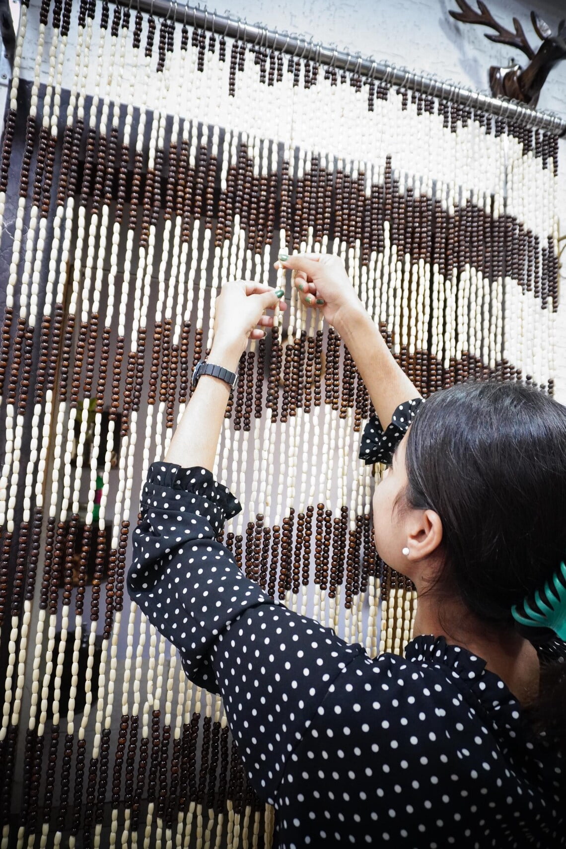 Handcrafted Wooden Beads Curtain: Bohemian Home Decor