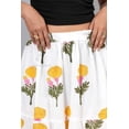 thumbnail image 3 of Women White & Yellow Floral Cotton Maxi Skirt | Boho Flow | Elastic Waist | Summer Wear - L, 3 of 6