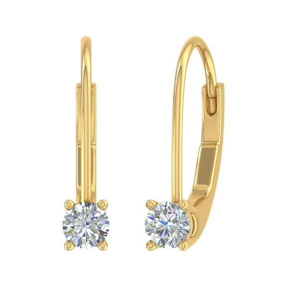 1/5 Carat Diamond Leverback Drop Earrings in 10K Yellow Gold
