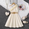 thumbnail image 2 of 2025 Girls Dresses Children Dress Spring Summer Princess Dress Up for Girls 4-6 Strap Ruffles Solid Color Dresses for Girls Princess Girls Casual Dress Girls Fall Dresses with, 2 of 4