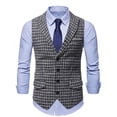 thumbnail image 3 of Penkiiy Men's Business Suit Vest Slim Fit Dress Waistcoat for Wedding Party Dinner Gray Clearance, 3 of 8