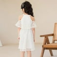 thumbnail image 6 of SNKSDGM Flower Girl Dresses for Wedding Kids Children Girls Summer Sleeveless Lace Neck Sleeveless Princess Dress White Dress 7-8 Years Girls Dresses Size 14-16 Long Sleeve, 6 of 9