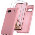 thumbnail image 1 of KOMI for Google Pixel 7a Case, Silicone Phone Case with 2 Screen Protector, Soft Anti-Scratch Microfiber Lining, Full Body Shockproof Slim Cover Support Wireless Charging, Rose Pink, 1 of 5
