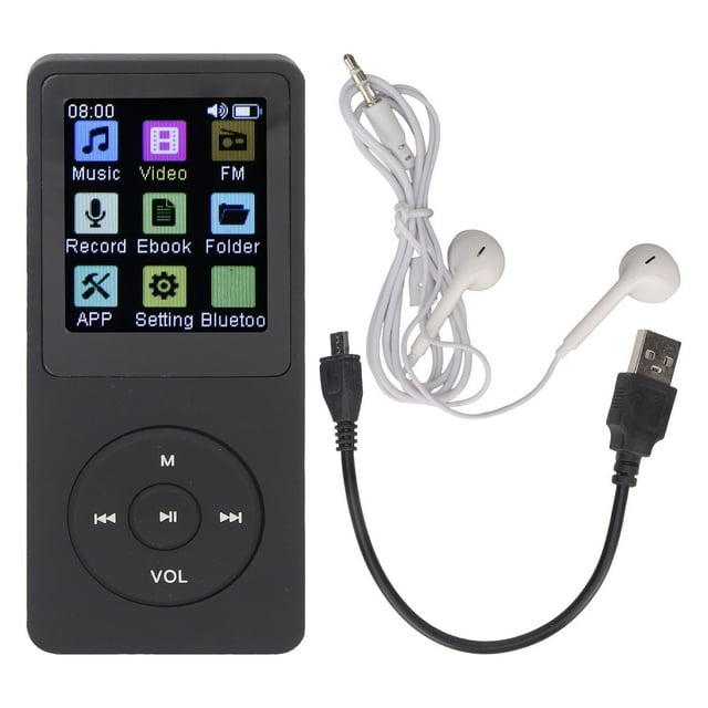 Reproductor MP3 Bluetooth, pantalla a color de 1,8 pulgadas, altavoz incorporado, lector de libros electrónicos, grabadora, reproductor de música de bolsillo