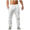 thumbnail image 1 of HXWCHs Pantalon Habillé en Lin Résistant aux Plis pour Homme Séchage Rapide Tenue de Randonnée Blanc G, 1 of 8